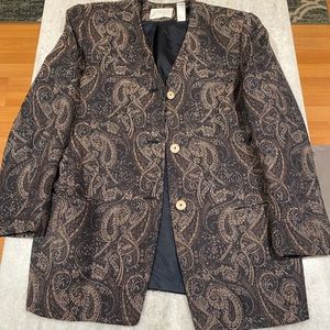 Vintage Women’s/Unisex Navy Paisley Lord & Taylor Blazer